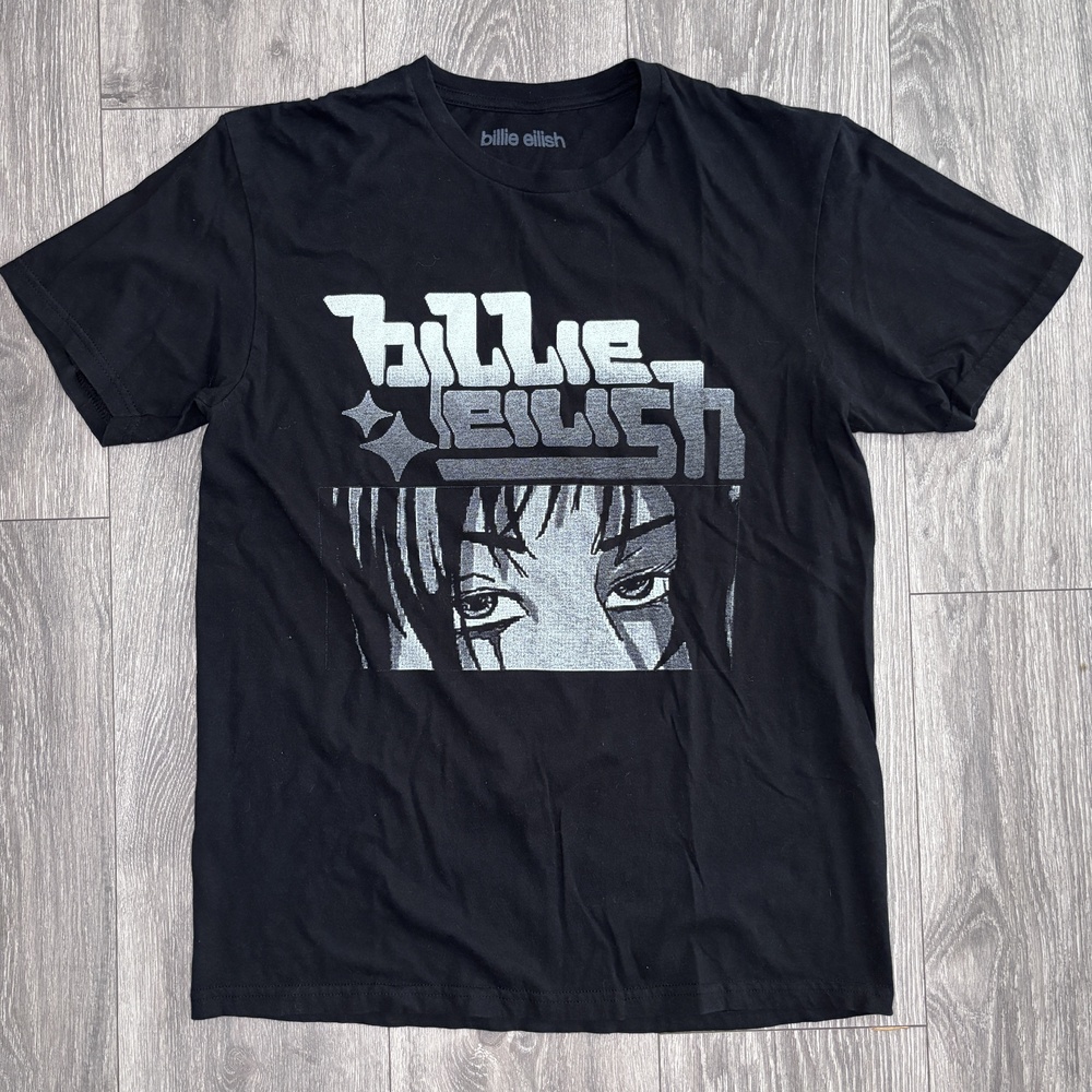 Billie Eilish Shirt Mens Medium Black Graphic Eyes Anime 2022 Concert Tour Tee